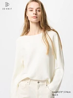 3D KNIT COTTON CREW NECK SWEATER