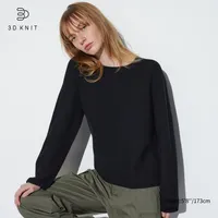 3D KNIT COTTON CREW NECK SWEATER