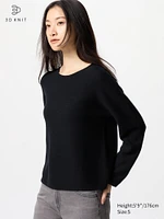 3D KNIT COTTON CREW NECK SWEATER