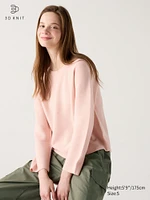 3D KNIT COTTON CREW NECK SWEATER