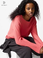 3D KNIT COTTON CREW NECK SWEATER