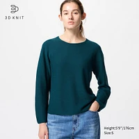 3D KNIT COTTON CREW NECK SWEATER