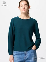 3D KNIT COTTON CREW NECK SWEATER