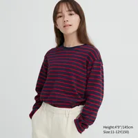 SOFT BRUSHED STRIPED CREW NECK LONG SLEEVE T-SHIRT