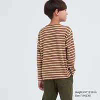 SOFT BRUSHED STRIPED CREW NECK LONG SLEEVE T-SHIRT