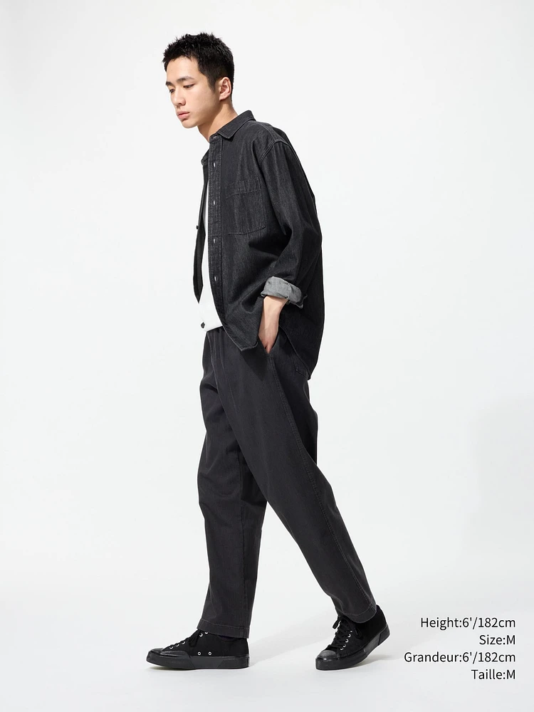 COTTON RELAXED ANKLE PANTS (DENIM)