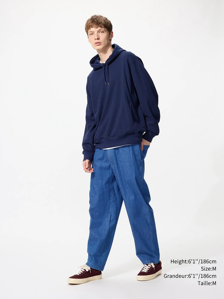 COTTON RELAXED ANKLE PANTS (DENIM)