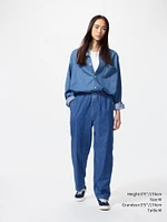 COTTON RELAXED ANKLE PANTS (DENIM)
