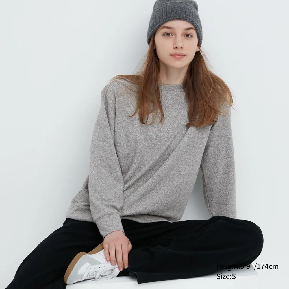 SOFT KNITTED FLEECE CREW NECK LONG SLEEVE T-SHIRT