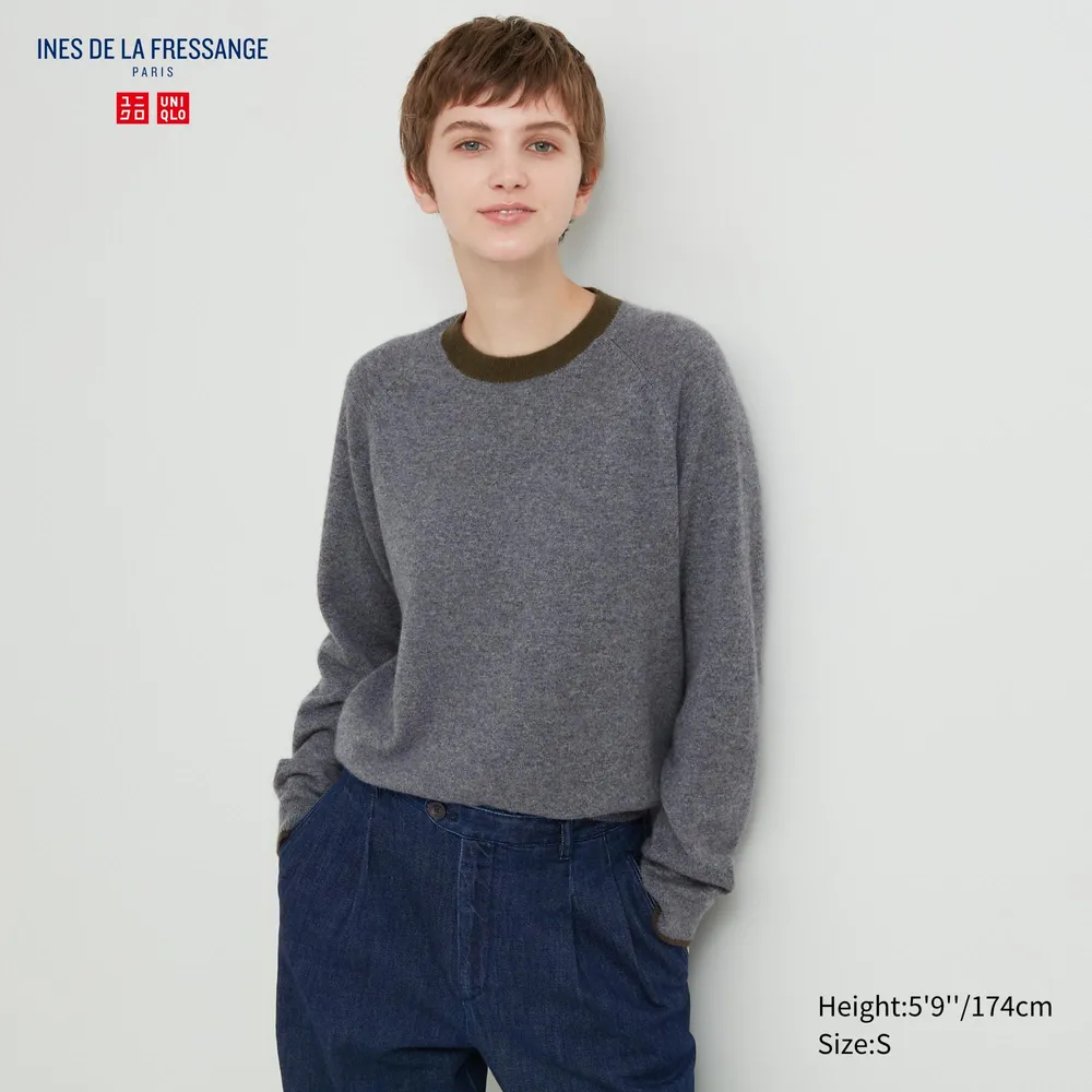 UNIQLO Jacquard Crew Neck Long-Sleeve Cardigan (Ines de la Fressange)