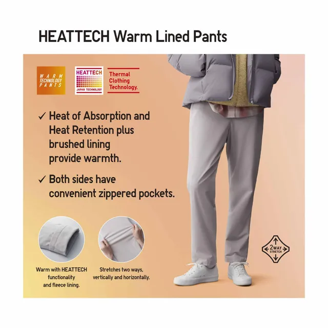 MEN'S HEATTECH WARM LINED PANTS (CARGO) (LONGER LENGTH: 85CM)