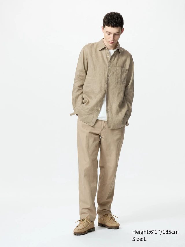 LINEN BLEND RELAXED PANTS