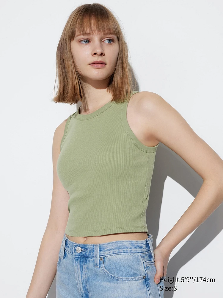 RIBBED CROPPED BRA SLEEVELESS TOP