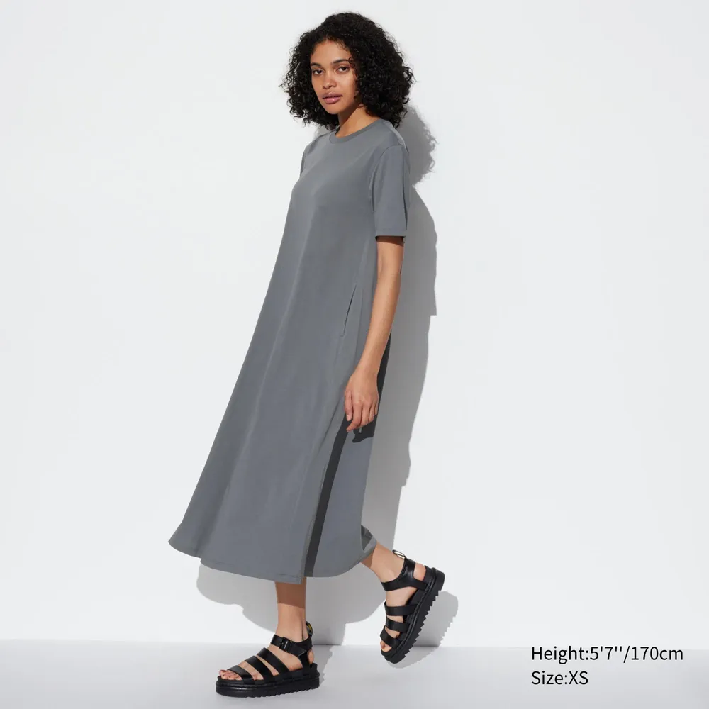 Uniqlo - AIRism - Cotton Short Sleeved Mini Dress - Black - S
