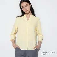 RAYON SKIPPER COLLAR 3/4 SLEEVE BLOUSE