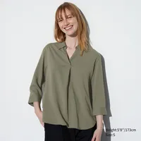 RAYON SKIPPER COLLAR 3/4 SLEEVE BLOUSE