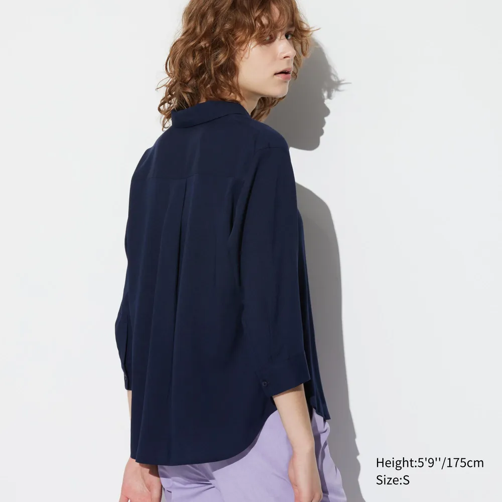 RAYON SKIPPER COLLAR 3/4 SLEEVE BLOUSE