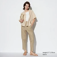 LINEN COTTON TAPERED PANTS