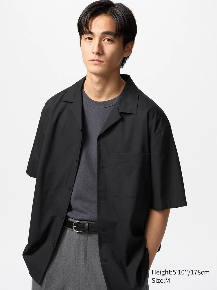 MODAL OPEN COLLAR SHORT SLEEVE SHIRT