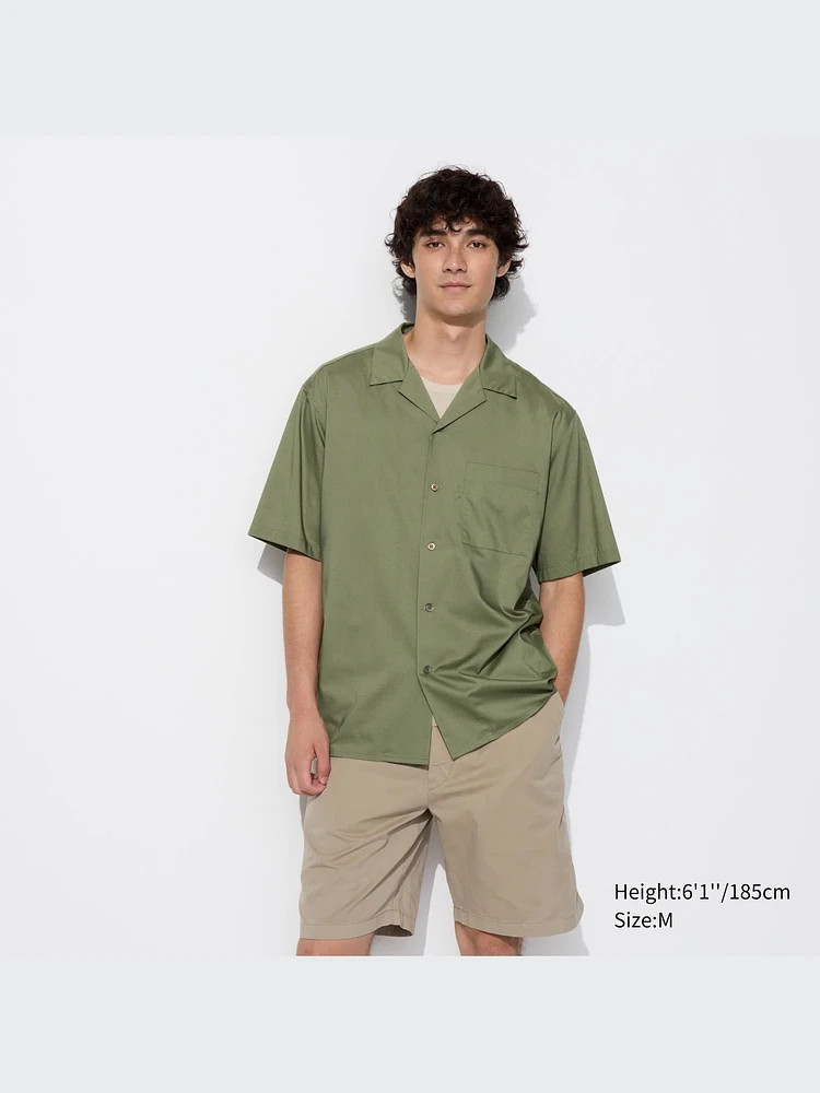 MODAL OPEN COLLAR SHORT SLEEVE SHIRT