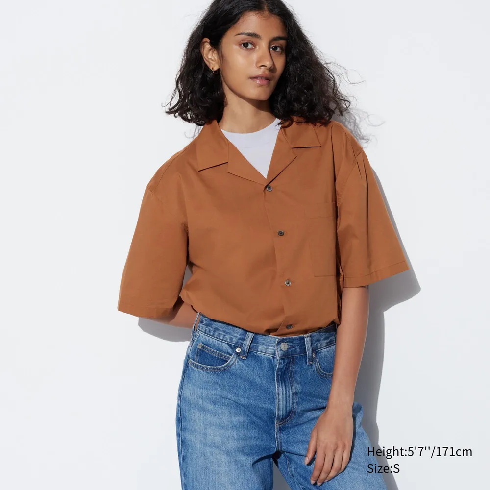 MODAL OPEN COLLAR SHORT SLEEVE SHIRT