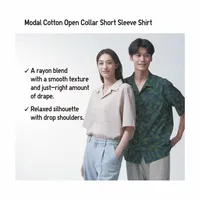 MODAL OPEN COLLAR SHORT SLEEVE SHIRT