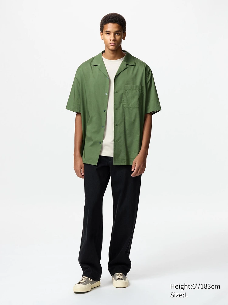 MODAL OPEN COLLAR SHORT SLEEVE SHIRT