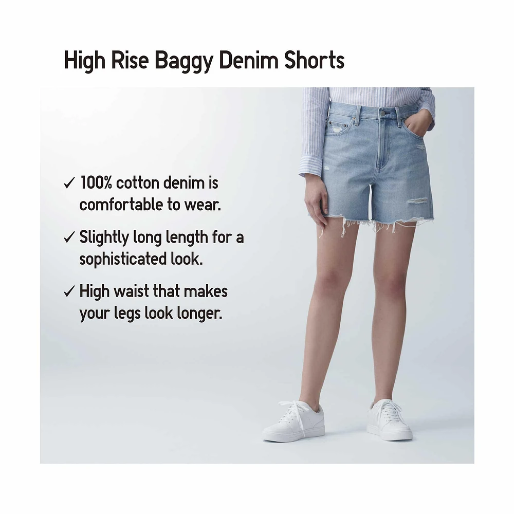 HIGH RISE BAGGY DENIM SHORTS