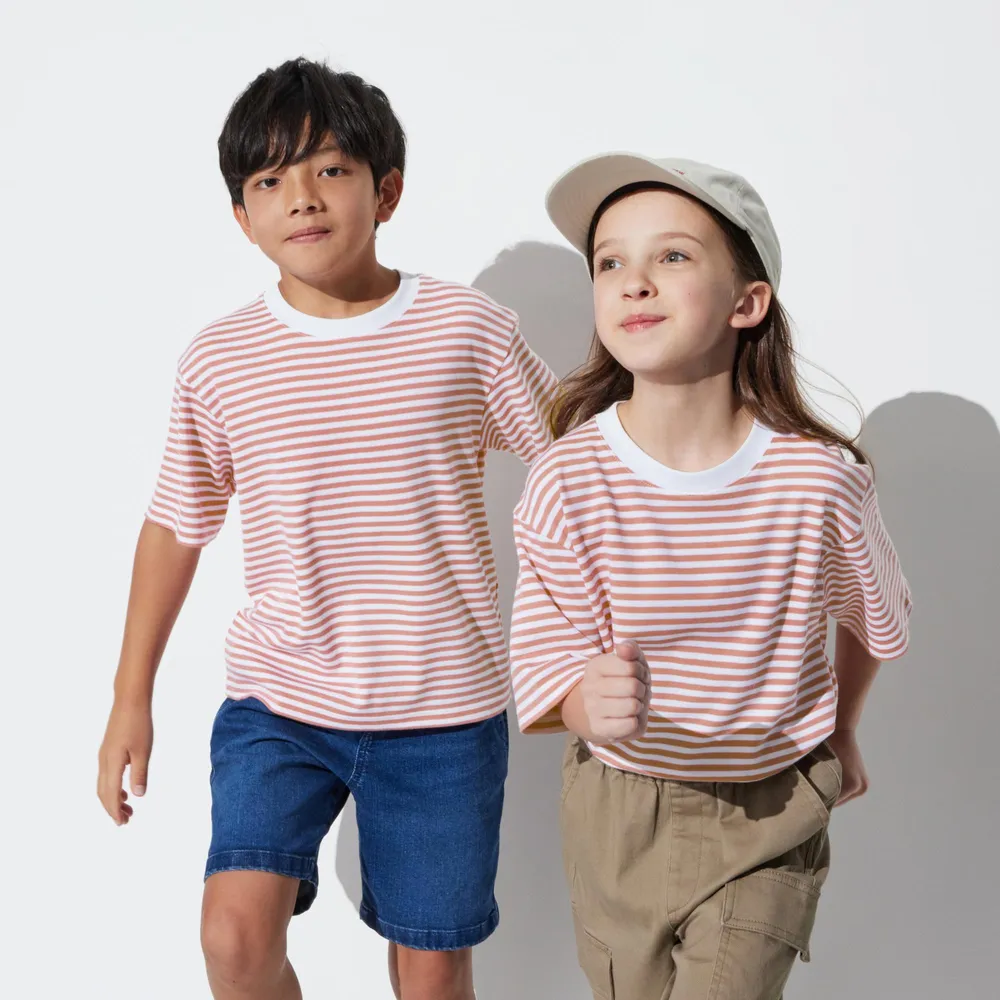 AIRism COTTON STRIPED CREW NECK SHORT SLEEVE T-SHIRT