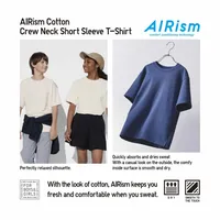 AIRism COTTON STRIPED CREW NECK SHORT SLEEVE T-SHIRT