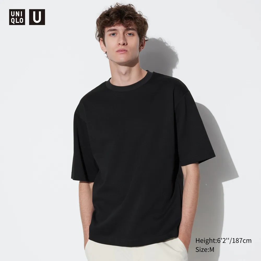 Uniqlo U AIRism Cotton Oversized Half-Sleeve T-Shirt - Sleek and