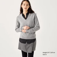 WOMEN CASHMERE LONG SLEEVE V NECK SWEATER