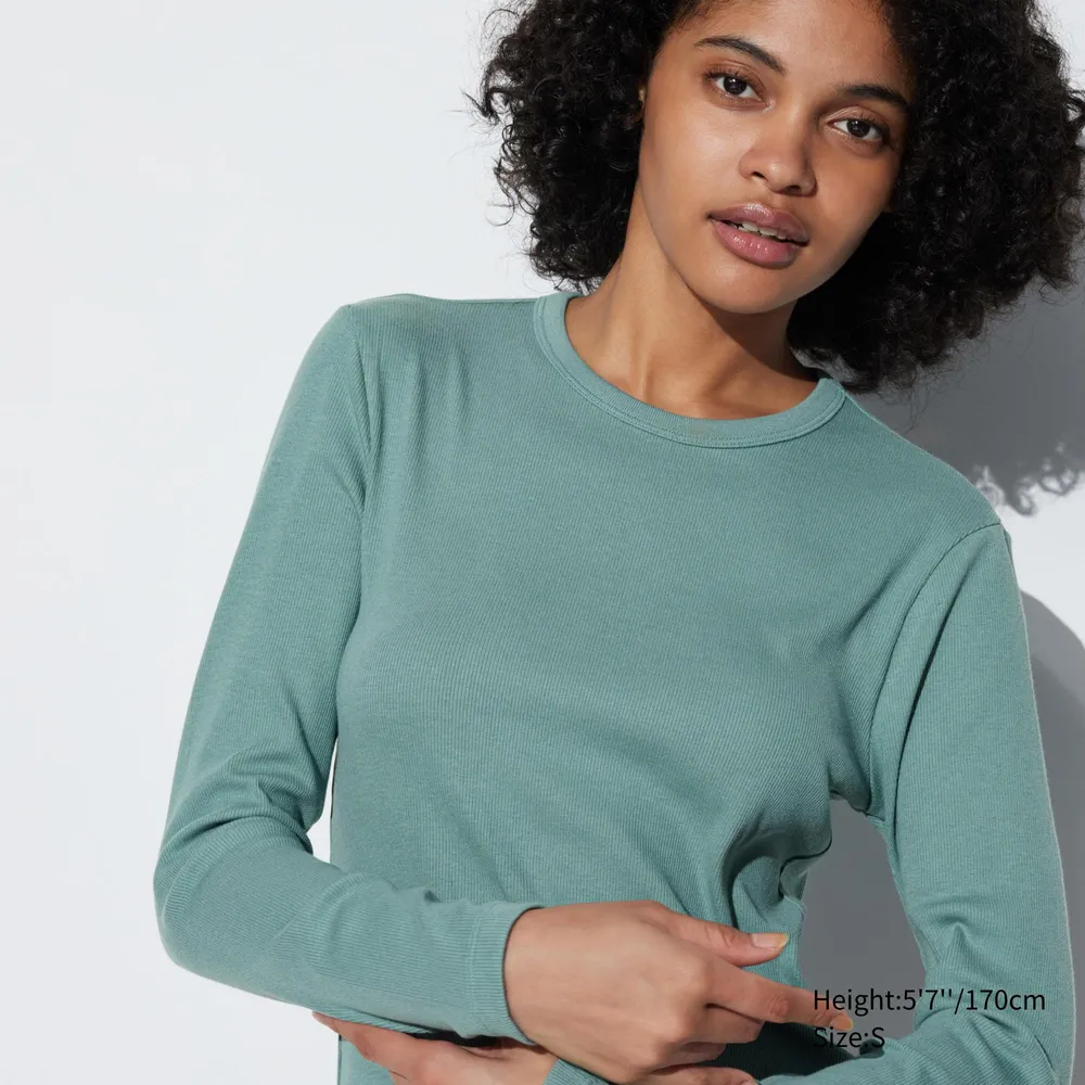 SOFT RIBBED CREW NECK LONG SLEEVE T-SHIRT