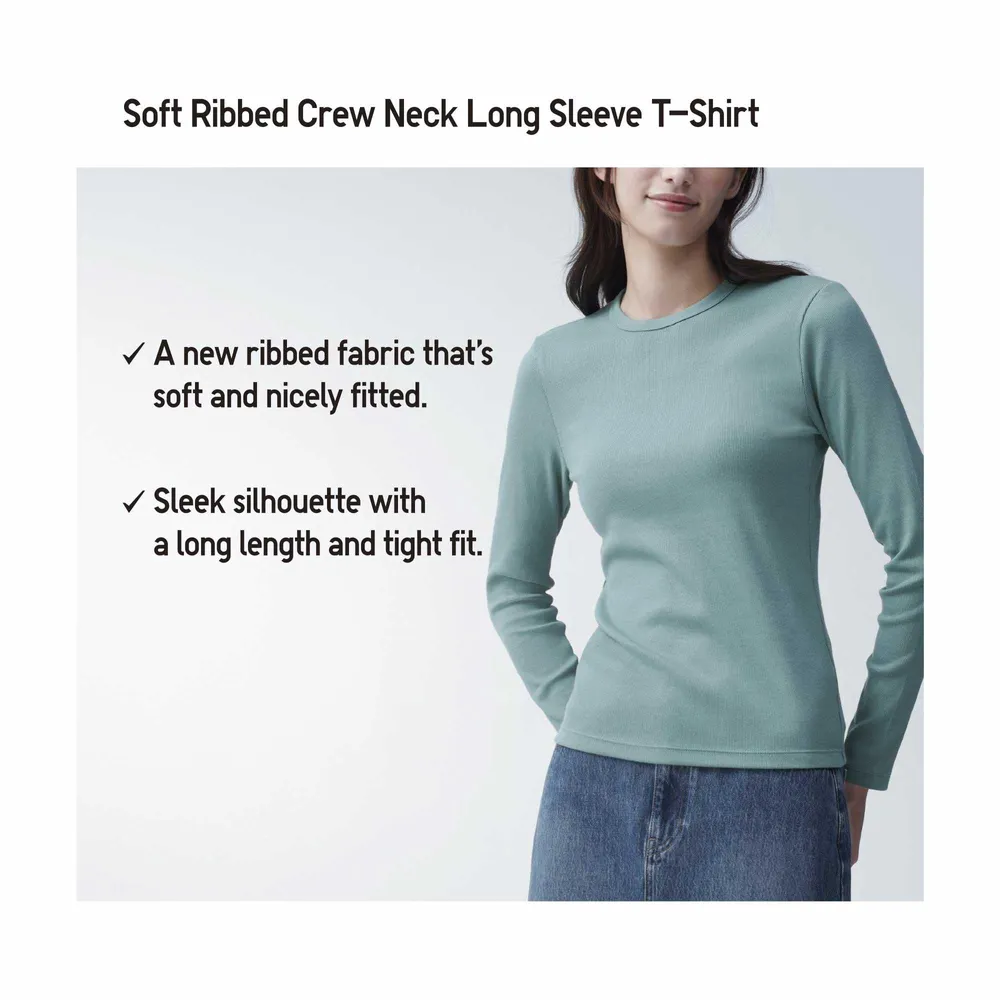 SOFT RIBBED CREW NECK LONG SLEEVE T-SHIRT