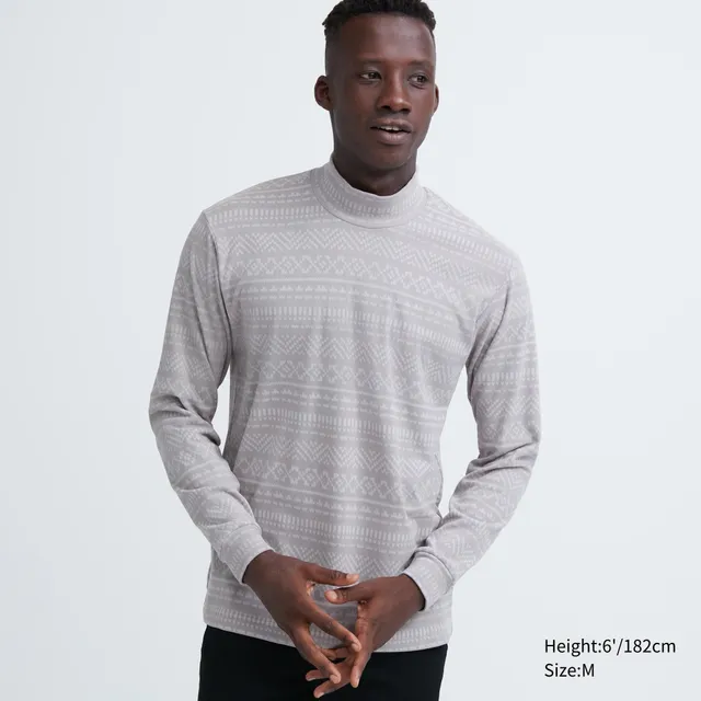 Fleecewear With Stretch Long Sleeve Mixed Media Mock Neck Shirt –
