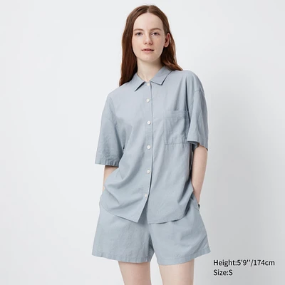 LINEN BLEND SHORT SLEEVE PAJAMAS