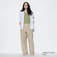 LINEN BLEND STRIPED EASY PANTS