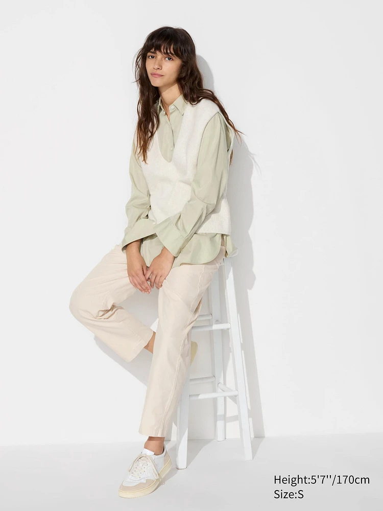 COTTON RELAXED ANKLE PANTS