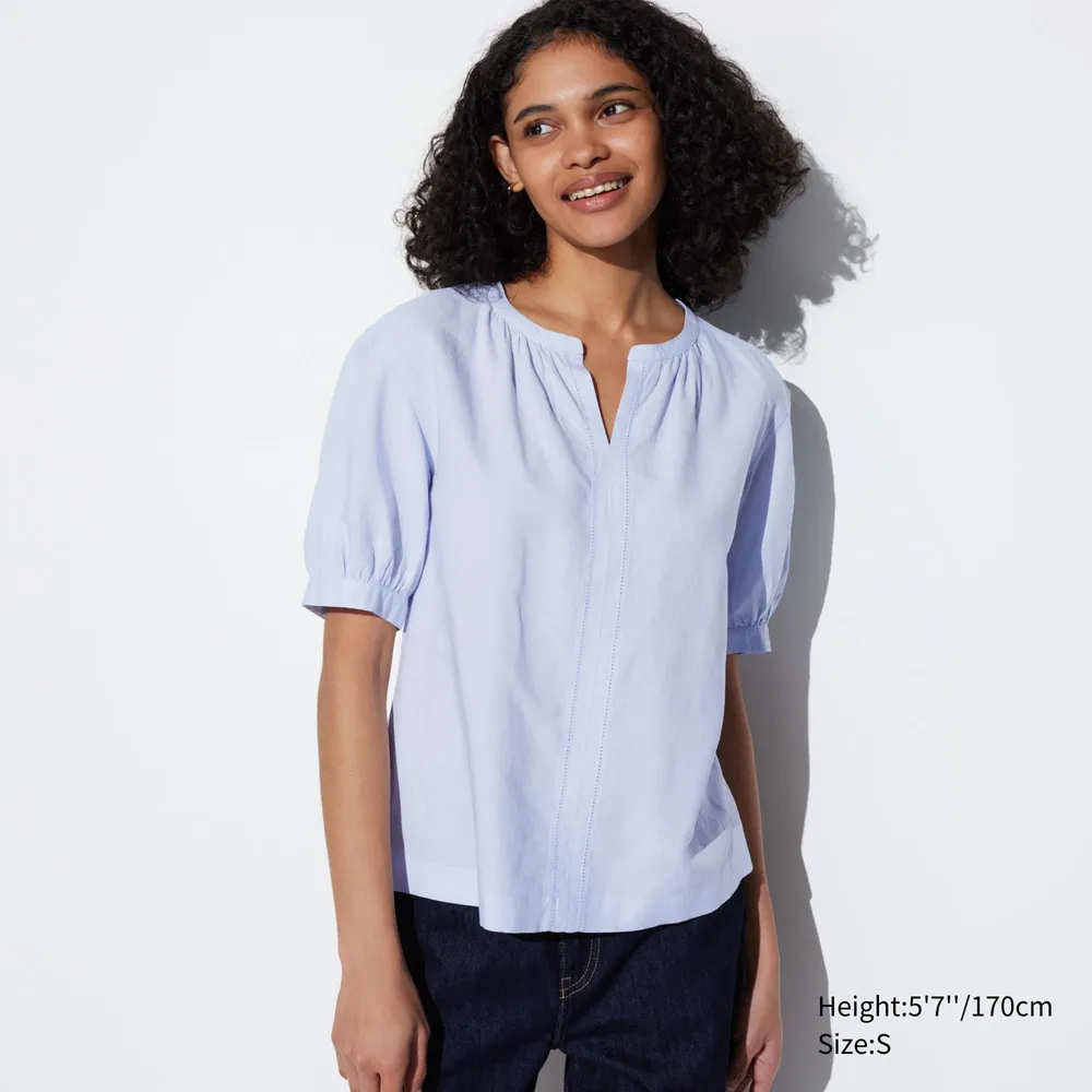 UNIQLO LINEN BLEND VOLUME SHORT SLEEVE SHIRT