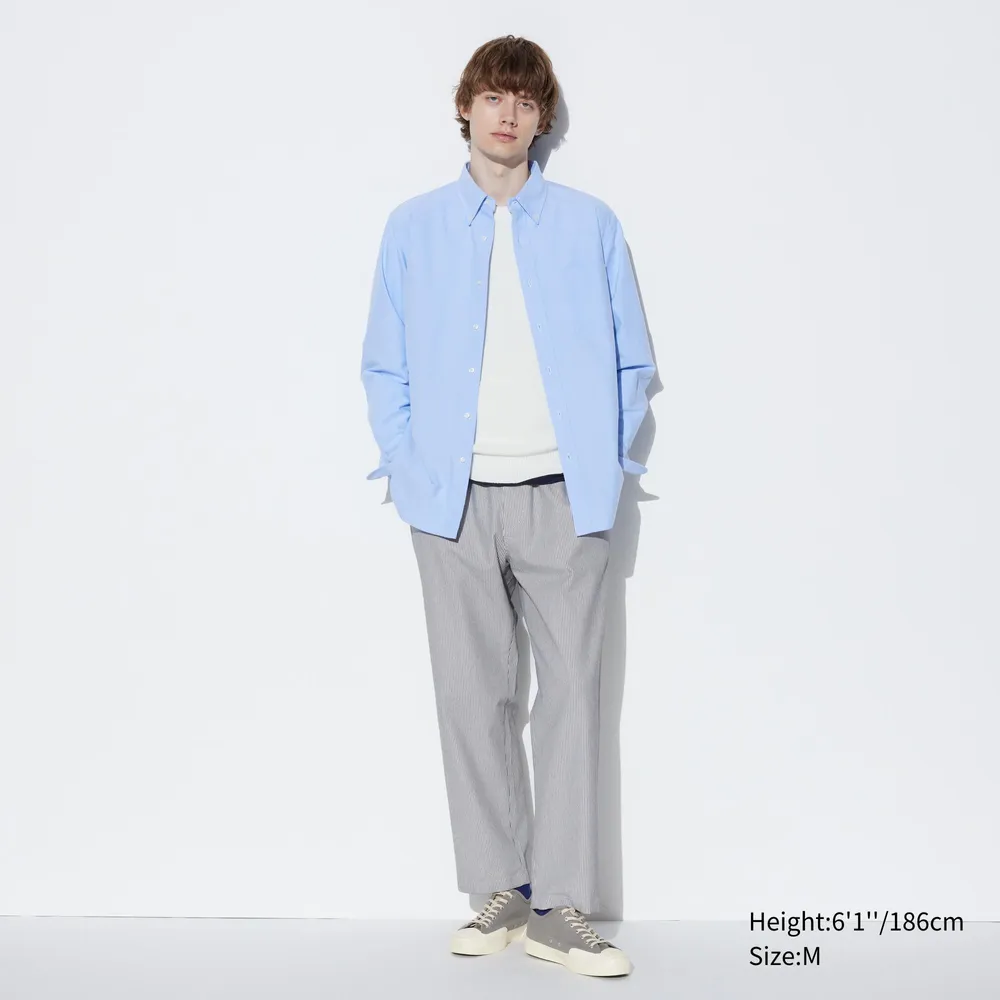 UNIQLO COTTON RELAXED ANKLE PANTS (STRIPED)