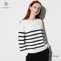 3D KNIT COTTON STRIPED SWEATER