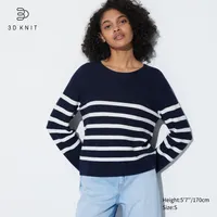 3D KNIT COTTON STRIPED SWEATER