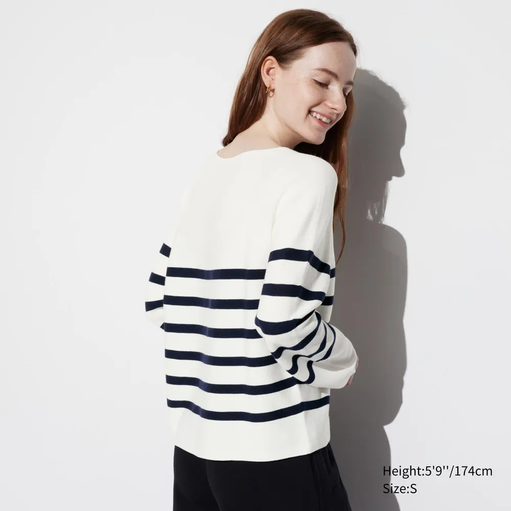 3D KNIT COTTON STRIPED SWEATER