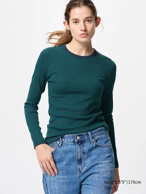 SOFT RIBBED STRIPED CREW NECK T-SHIRT