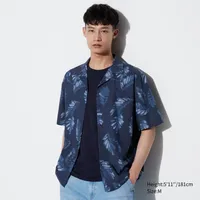 MODAL COTTON PRINTED OPEN COLLAR SHORT SLEEVE SHIRT