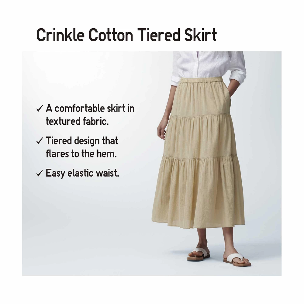 CRINKLE COTTON TIERED SKIRT