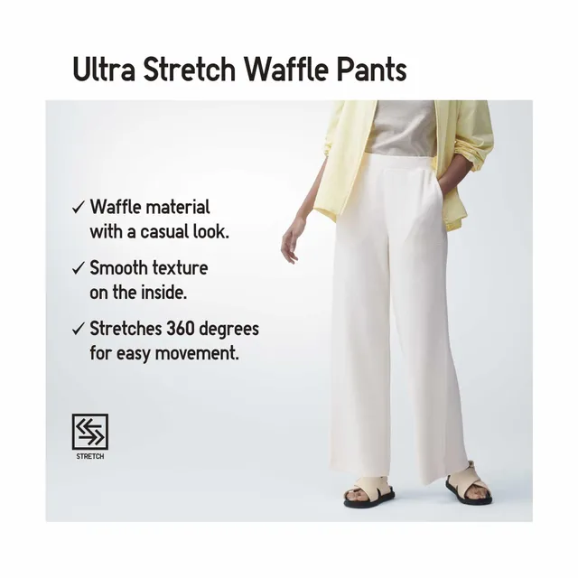 Relax in all-way stretch with Ultra Stretch Waffle Straight Pants This  versatile pants are made with a blend of cotton and rayon and de