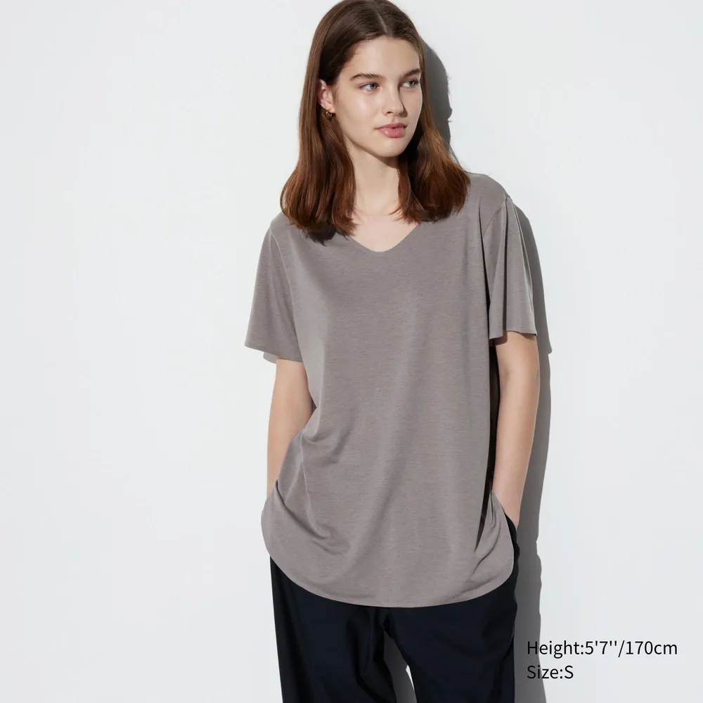 AIRism SEAMLESS V NECK LONG T-SHIRT