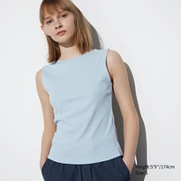 BOAT NECK SLEEVELESS T-SHIRT