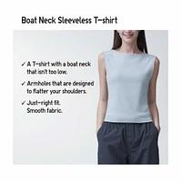 BOAT NECK SLEEVELESS T-SHIRT